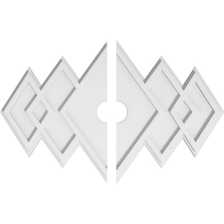 Ekena Millwork Zoe Architectural Grade PVC Ceiling Medallion, 30"W x 20"H x 3"ID x 9 1/4"C x 1"P, Two-Piece CMP30X20ZE2-03000